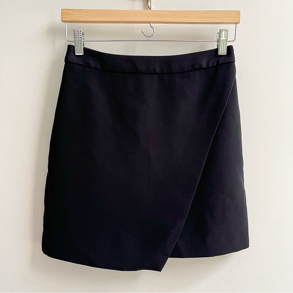 [banana republic] wrap front mini pencil skirt black 0